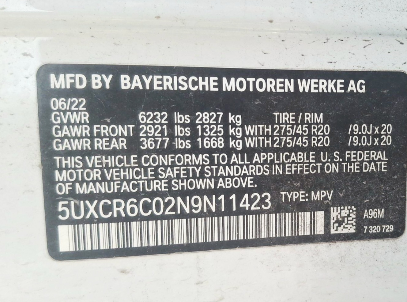 BMW X5 2022 WHITE vin: 5UXCR6C02N9N11423